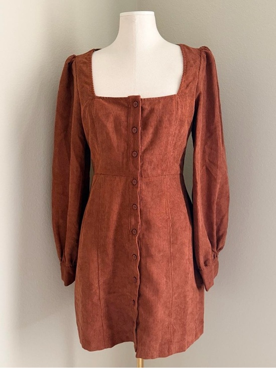 Lulus Dresses & Skirts - Lulus Brick Orange Corduroy Button-Front Mini Dress